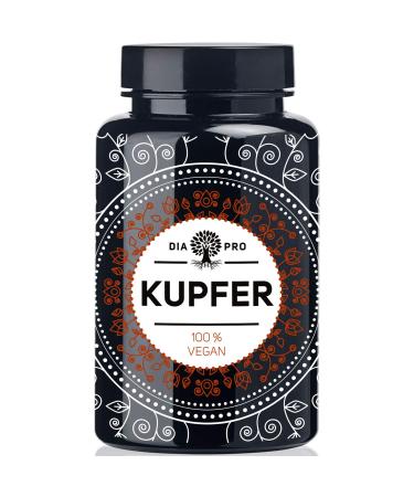 DiaPro copper 365 High-dose copper tablets with 2 mg copper per tablet made of copper-gluconate 365 piece of annual supply 100% vegan laboratory test