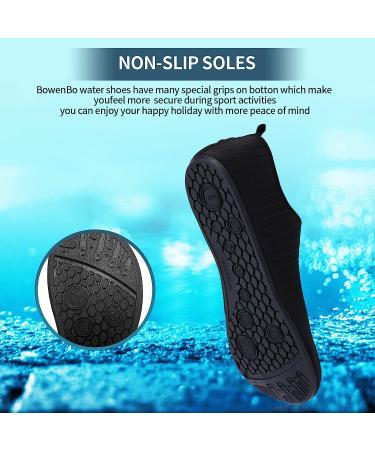 BowenBo Barefoot Water Sports Aqua Socks | Women's 7.5-8.5 Men's 6-7 | Black - Buy Online on GoSupps.com