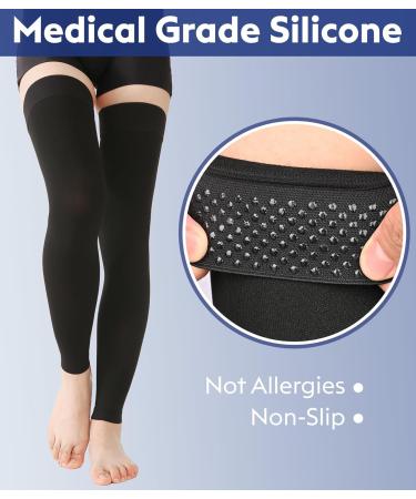 KEKING Thigh High Compression Stockings - Footless Unisex 20-30mmHg Leg Support Sleeve for Swelling Varicose Veins & Edema - Anti-Slip Silicone Band - Black 5X-Large - Buy Online on GoSupps.com