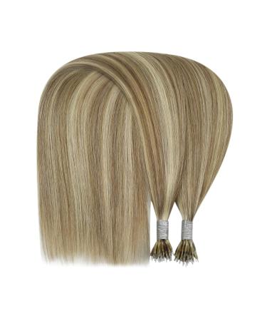 Youngsee 35cm Nanoring Hair Extensions - Real Light Brown & Platinum Blonde Highlights | 50g 1g/s Nano Ring Extensions - Buy Online on GoSupps.com