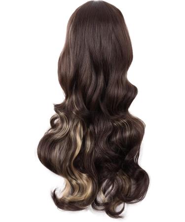 MapofBeauty 28 Inch Charming Women Side Bangs Long Curly Synthetic Wig (Brown Mixed Blonde) - Buy Online on GoSupps.com