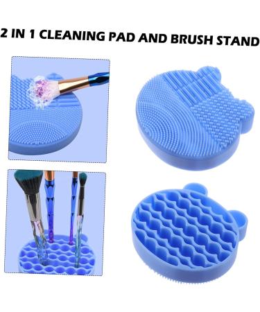 Housoutil 2 1 Makeup Brush Holder Makeup Cleaner Pad Facial Brush Silicone Holder Cosmetic Brush Cleaning Facial Scrubber Makeup Brush Drying Holder Brush Washing Mat Storage Box Silica Gel 11x10cm Blue - Buy Online on GoSupps.com