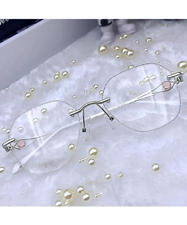 Buy Women's Diamond Rimless Anti-Blue Light Reading Glasses - Fashionable Presbyopia Glasses +0.0/000 in Gold: Stylish & Protective Eyewear for All Ages - Buy Online on GoSupps.com
