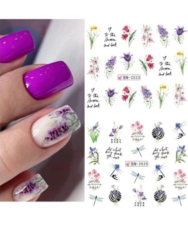 Spring Watercolor Nail Art Stickers - Floral and Butterfly Designs - Buy Online on GoSupps.com