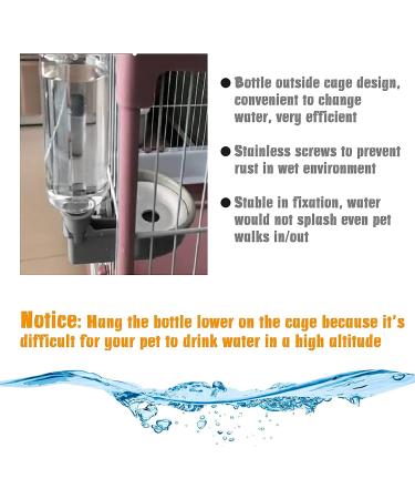 Vannon 16oz Dog Water Bottle for Crate - BPA Free Anti-Overflow Dispenser for Small Pets - Grey - Buy Online on GoSupps.com
