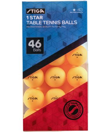 STIGA 46 Pack 1 Star Table Tennis Balls - 40mm ITTF Regulation Size - White/Orange - Buy Online on GoSupps.com