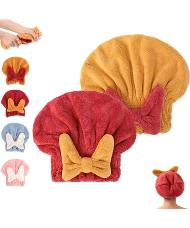 New Super Absorbent Hair Towel Wrap for Wet Hair Super Absorbent Hair Towel Wrap Promotes Natural and Quick Hair Drying for Women with Long & Thick Hair(F)