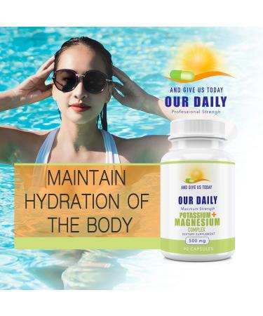 Potassium Magnesium Supplement 500mg - 90 Capsules - Muscle Recovery & Leg Cramp Relief - Gluten-Free & Non-GMO - Buy Online on GoSupps.com