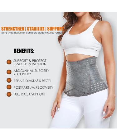 Postpartum Belly Band & C-section Recovery Belt - Abdominal Binder for Stomach Support & Back Pain Relief (Grey Large/X-Large - Buy Online on GoSupps.com