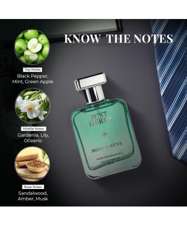 Just Herbs Relaxing Moss & Musk EDP Perfume for Men 50ml Long Lasting Up to 8 Hours Pure Fragrance Eau Da Parfum Mens Body Spray - Buy Online on GoSupps.com