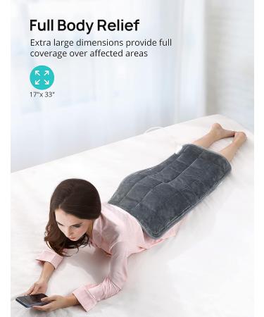 17''x 33 Extra-Large Weighted Heating Pad for Back Pain Relief | 6 Heat Settings, 2H Auto Shut-Off | BPA-Free Beads Heat Pad for Shoulder, Arms, Legs | Washable | EVAJOY EJ-BD013 - Buy Online on GoSupps.com