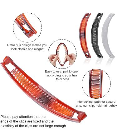 Sibba 6 Pieces Banana Hair Clip Banana Clips Grip Combs Fishtail Hair Clips Ponytail Banana Clip hair Accessory for Women Girls Style A(Black&Brown&White) - Buy Online on GoSupps.com