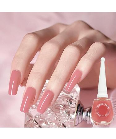 Jelly Pink Nail Polish Translucent Peach Pink Natural Quick Dry Nail Polishes Long Lasting No Need Cure Chip-resistant Nail Varnish DIY Nail Art Manicure Gift for Women & Girls - Buy Online on GoSupps.com