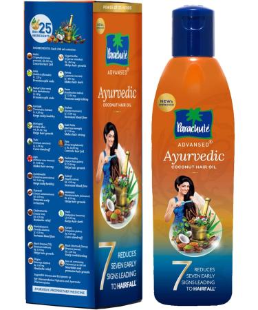 Parachute Advansed Ayurvedic Coconut Hair Oil - 25 Natural Ingredients for Hair Fall Control | Addresses 7 Hair Problems | Headache Relief | 190 ml - Buy Online on GoSupps.com