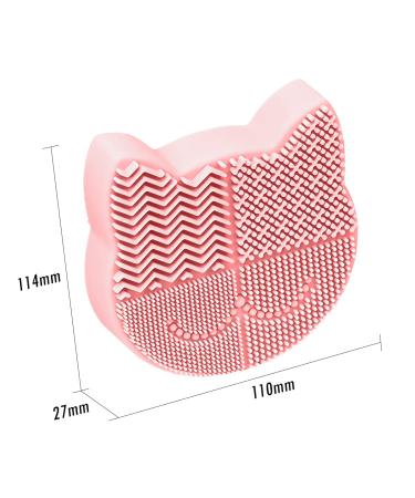Silicone Cat Shaped Brush Cleaner Pad - 2 in 1 Makeup Brush Cleaning Mat & Drying Holder | Portable Pink Cosmetic Organizer - Buy Online on GoSupps.com