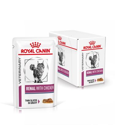 Royal Canin Veterinary Renal Chicken | 12 x 85 g | Complete dietetic food for adult cats | For support in case of