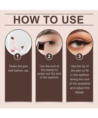 Vesidoloy Eye End Stamp 2Tip Eye End Wing Stamp for Makeup Creamy Gel Waterproof Cosmetics Daily Stencil for Commuting Dating Travel Wedding Brown - Buy Online on GoSupps.com