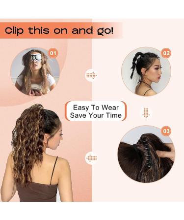 PORSMEER Ponytail Extension Claw Clip Ponytail Hair Extensions Copper Orange Natural Looking Long Curly Wavy Multi Layered Fluffy Synthetic Hairpiece for Women Girls Party Daily Wear 18inch - Buy Online on GoSupps.com