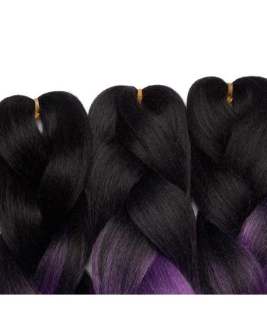 Tess Braids Extensions 60 cm | Jumbo KanCalon Ombre Hair Braids - Black/Purple/Gray - 100g Bundle for Box Braids - Buy Online on GoSupps.com
