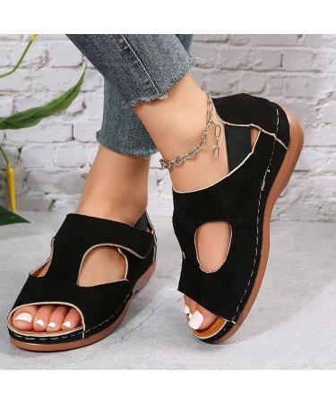 Buy XTZYGLFD Women's Summer Sandals - Fashionable Breathable Leopard Pattern Open Toe Thick Sole Lightweight Hook Loop - Size 6 UK - Buy Online on GoSupps.com
