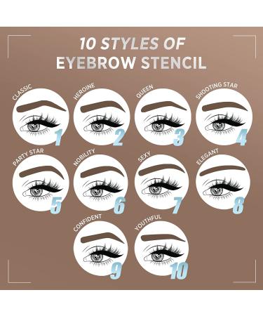 Double Eyebrow Stamp Kit | 10 Eyebrow Stencils for Perfect Shaping | Natural & Dark Brown Makeup Set - Buy Online on GoSupps.com