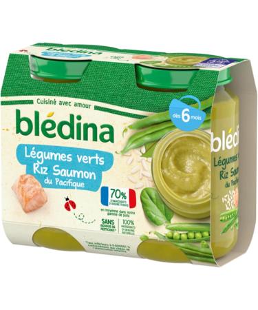 Bl dina - Small baby jars - Green vegetables Rice Pacific salmon - 70% French ingredients - From 6 months - 12 jars of 200g - Buy Online on GoSupps.com