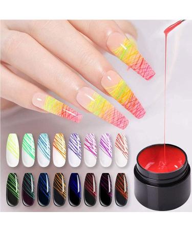  LuukUP 8 Colors Spider Gel - Luminous Spider Nail UV Gel Polish - Nail Art Gel Painting Designs - Neon Line Fluorescent Effect Manicure Halloween Dance Party - Buy Online on GoSupps.com