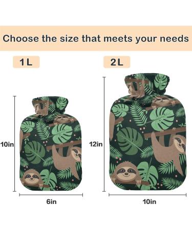 Naanle Palm Leaves Sloth Hot Water Bottle 1L - Transparent Warm Head Hand & Feet Warmer for Pain Relief & Therapy - Buy Online on GoSupps.com