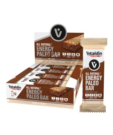 VITALDIN SPORT All Natural Energy Paleo Bar Almonds & Coconut – 12 Bars x 40 grams – Natural Energy Bars with Dates and Dried Fruits – Vegan and No Added Sugars