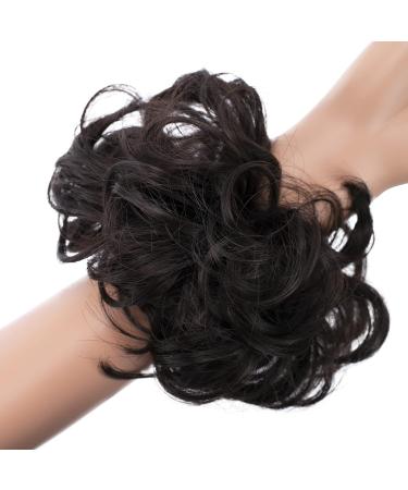 CAISHA PrettyShop Dark Brown Messy Scrunchie Bun Voluminous Wavy Hairpiece | Heat-Resistant Synthetic Fibres #4A G2A - Buy Online on GoSupps.com