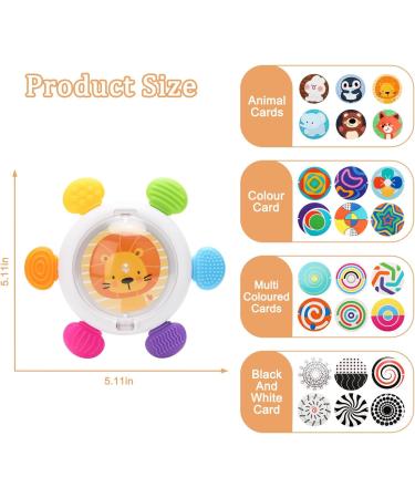 Shop Cldy Baby Teething Ring - Rudder Grasping Toy & Teething Aid for 3+ Months | 12 Cards 24 Patterns Rotating Fidget Spinner - Ideal Nursing Accessories - Buy Online on GoSupps.com