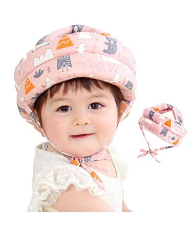 Ldawyde baby helmet baby head protection protective helmet head protection hat children helmets infants infant toddler adjustable helmet for toddlers are running pink