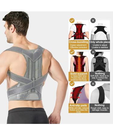 Keeda Adjustable Back Support Brace - Posture Corrector for Men & Women | Fully Straightening Grey Back Brace XXXXL - Buy Online on GoSupps.com