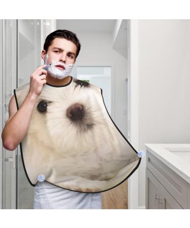 Cute Maltese Puppy Beard Bib Hair Catcher For Men Shaving Men Beard Apron Gift For Fathers Day/Anniversary/Valentines Day/Christmas One Size