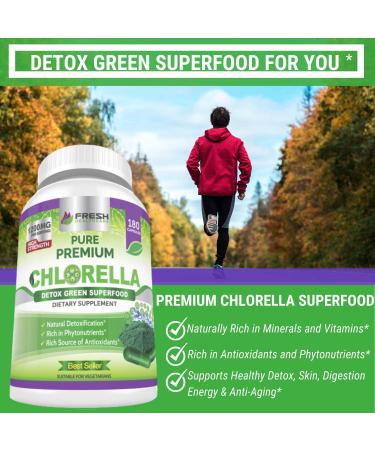 Fresh Healthcare Premium Chlorella Supplement - 1200mg Vegan Capsules for Natural Detox & Nutrition - 180 Pills with Chlorophyll, B Vitamins & Minerals - Buy Online on GoSupps.com