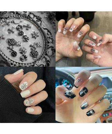 Nayyana 75 Pieces 3D Cross Nail Charms - Vintage Gothic Retro Punk Designs | Chrome & Silver Mix for Stunning Nail Art - Buy Online on GoSupps.com