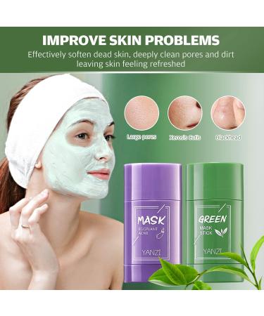 FORALES 2-in-1 Green Tea & Eggplant Extract Facial Mask Stick Travel Friendly Deep Cleansing Nourishing & Moisturizing - Controls Oil Promotes Skin Health - Suitable Women & Men all Skin Types - Buy Online on GoSupps.com