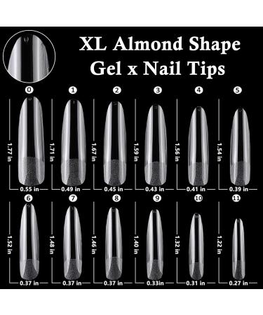 Buy LoveOurHome 240pc XXL Almond Gel x Nail Tips - Extra Long Clear Stiletto & Oval Fake Nails - 12 Sizes Full Cover Artificial Nails for Extensions & Press-On Styles - International Shipping Available - Buy Online on GoSupps.com