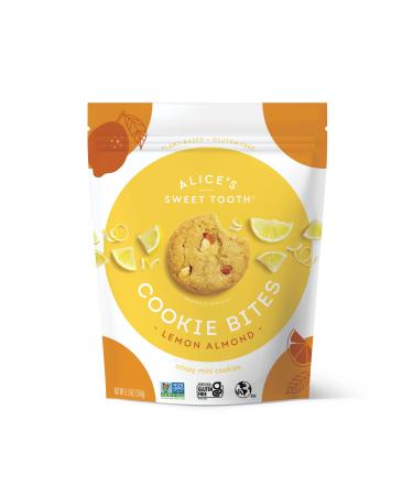 Alice's Sweet Tooth Lemon Almond Cookie Bites - Gluten-Free, Vegan, Crispy Mini-Cookies - Dairy-Free, Grain-Free, Plant-Based, Kosher  5.5 ounces