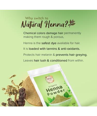 Aroma's Finest Organic Henna Powder (200g/7.05oz) - 100% Pure & Natural | Ammonia-Free Hair Dye for Hair Colour & Body Art - Buy Online on GoSupps.com