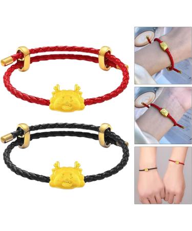 Shop Oralgos Vintage Handmade Metal-Dragon Charm Bracelet - Adjustable Braided Black Statement Jewelry - Buy Online on GoSupps.com