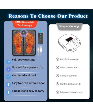 Foot massage pad for neuropathy electric foot massage pad for plantar fasciitis muscle relaxation portable and easy to operate with 8 modes and 19 levels of sports muscle foot massage suitable for a variety of scenes Black - Buy Online on GoSupps.com