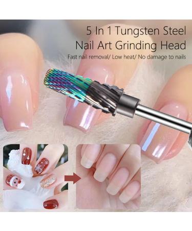 Gasea 5 In 1 Naill Drill Bit 3/32" Shank Professional Fast Remove Acrylic Nails Tapered Nail File Drill Bit for Manicure Pedicure - Buy Online on GoSupps.com