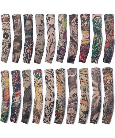Kirozanny 12pcs Art Fake Temporary Tattoo Sun Protection Compression Arm Sleeves - Random Color - Buy Online on GoSupps.com