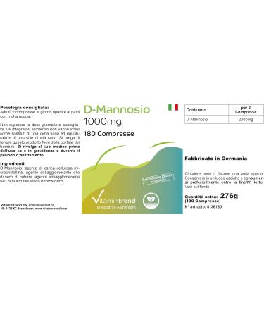 D-Mannose 1000mg - 180 Tablets - vegan - high dosage | Vitamintrend  - Buy Online on GoSupps.com