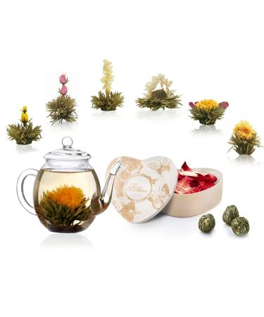 Creano Heart-Shaped Gift Set: 6 Types of White Tea + 500ml Glass Teapot Perfect Gift for Women & Tea Lovers - Buy Online on GoSupps.com