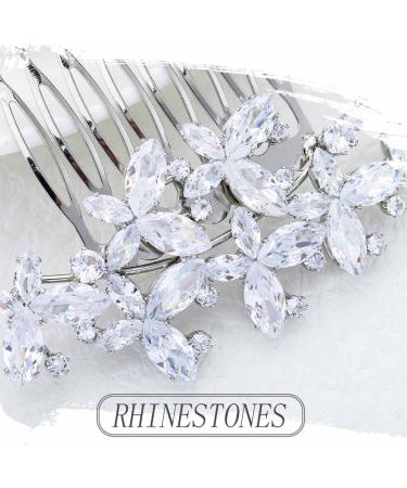 Crystal Bride Wedding Hair Comb - Silver Rhinestone Bridal Headpiece with Butterfly Detail - Pearl Hair Accessory for Women and Girls - Buy Online on GoSupps.com