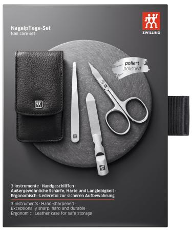 Shop Premium Twin Manicure Pedicure Set - 3-Part Nail Scissors 100% Leather Black - Perfect for Hands & Feet - Buy Online on GoSupps.com