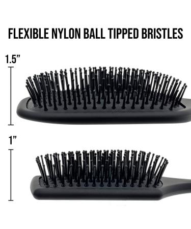 Giorgio Large Square Paddle Brush for Men and Women - Ideal for Wet/Dry, Long/Thick/Curly Hair - Black Cushion Hairbrush with Ball Tip Bristles - Buy Online on GoSupps.com