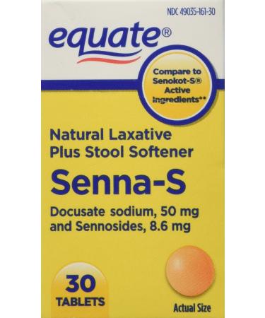 Equate Natural Laxative Plus Stool Softener 30ct Compare to Senokot-S